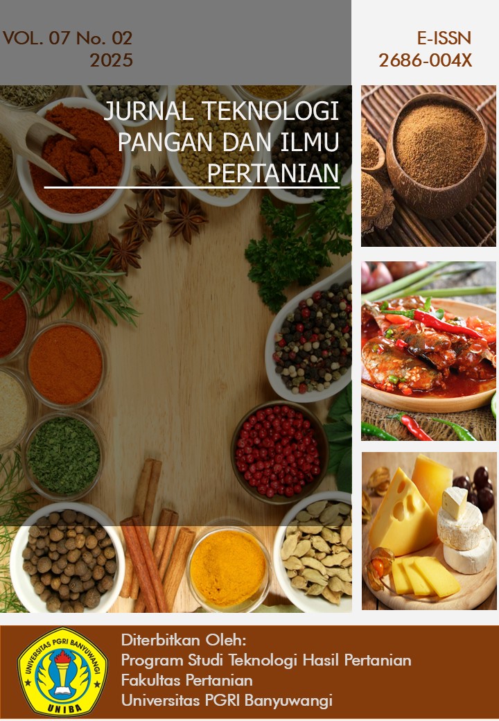 					View Vol. 7 No. 02 (2025): Jurnal Teknologi Pangan dan Ilmu Pertanian (JIPANG)
				